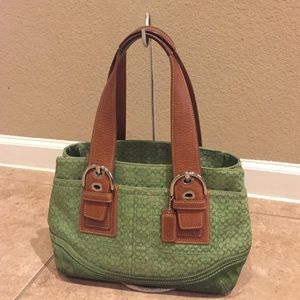 COACH bag, limited edition green coach logo bag